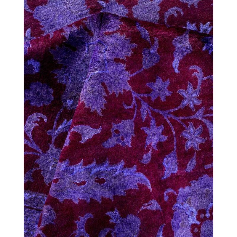 Overton Hand Knotted Wool Vintage Inspired Modern Contemporary Overdyed Purple Area Rug - 9' 2" x 12' 6"
