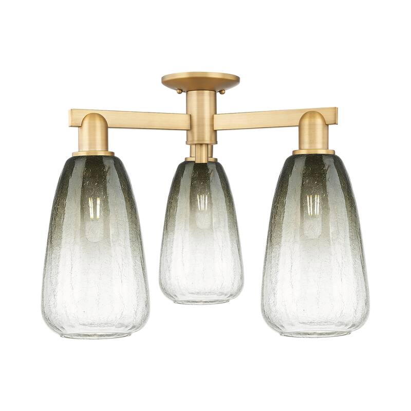 Innovations Lighting 716-3F-15-24 Brookhaven Almond Semi-Flush - Brushed Brass / Slate