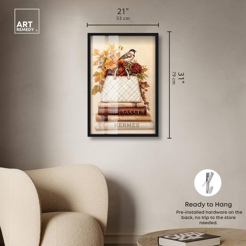 Little Bird Fall Flowers Glam Shadowbox by Art Remedy