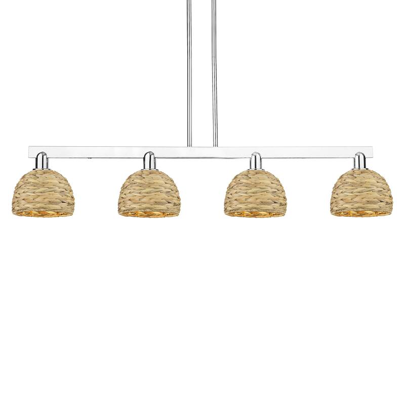 Innovations Lighting 716-4I-10-51 Woven Rattan Linear Woven Rattan 4 - Polished Chrome / Natural