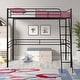 preview thumbnail 3 of 7, Black Twin Size Steel Loft Bed, Full-Length Guardrails, Ladder, Space-Saving, Sturdy Metal Construction