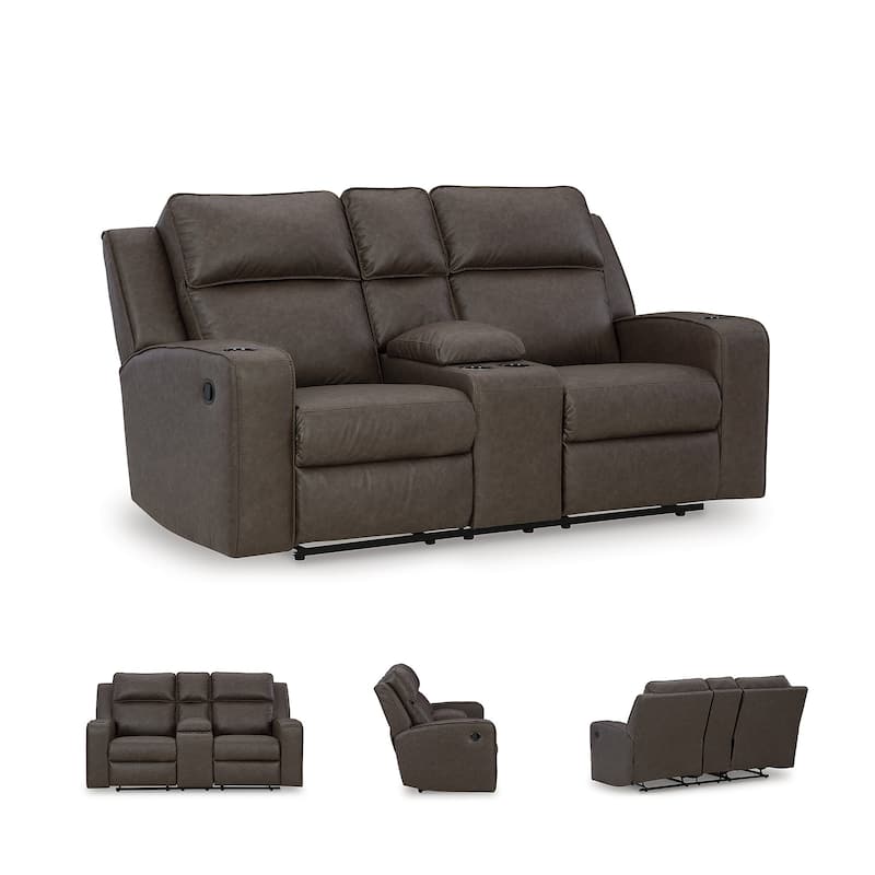 Signature Design by Ashley Lavenhorne Reclining Loveseat with Console - 77"W x 42"D x 43"H
