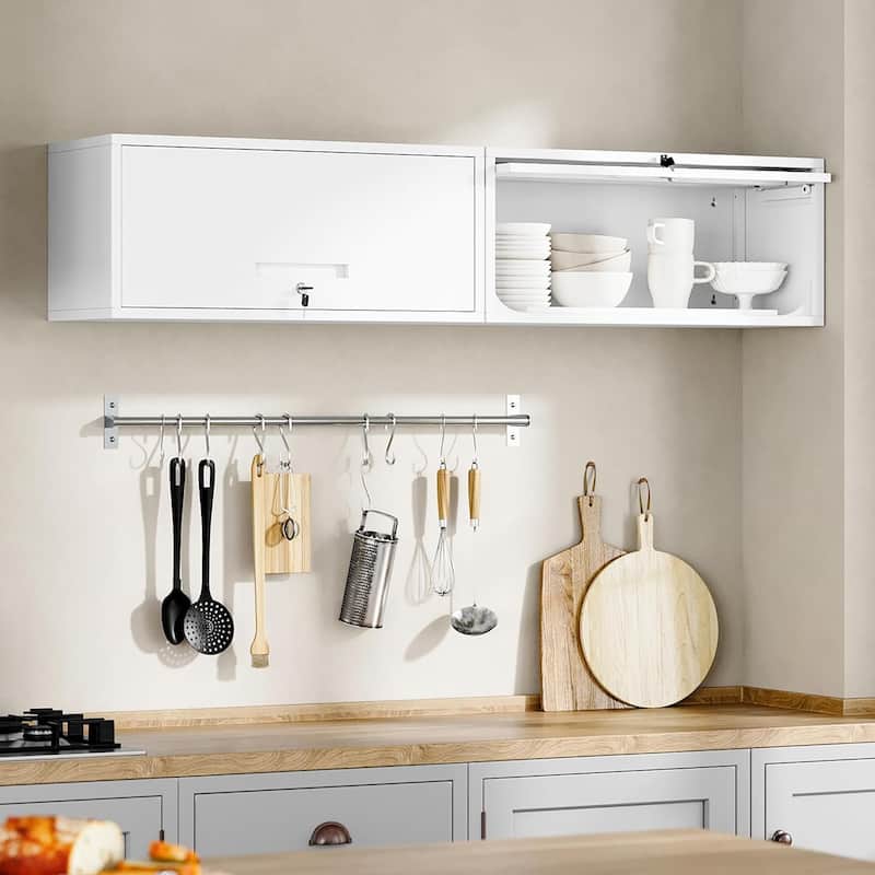 Metal Garage Wall Cabinet with Doors and Shelves, Tool Storage Cabinet for Garage, Kitchen
