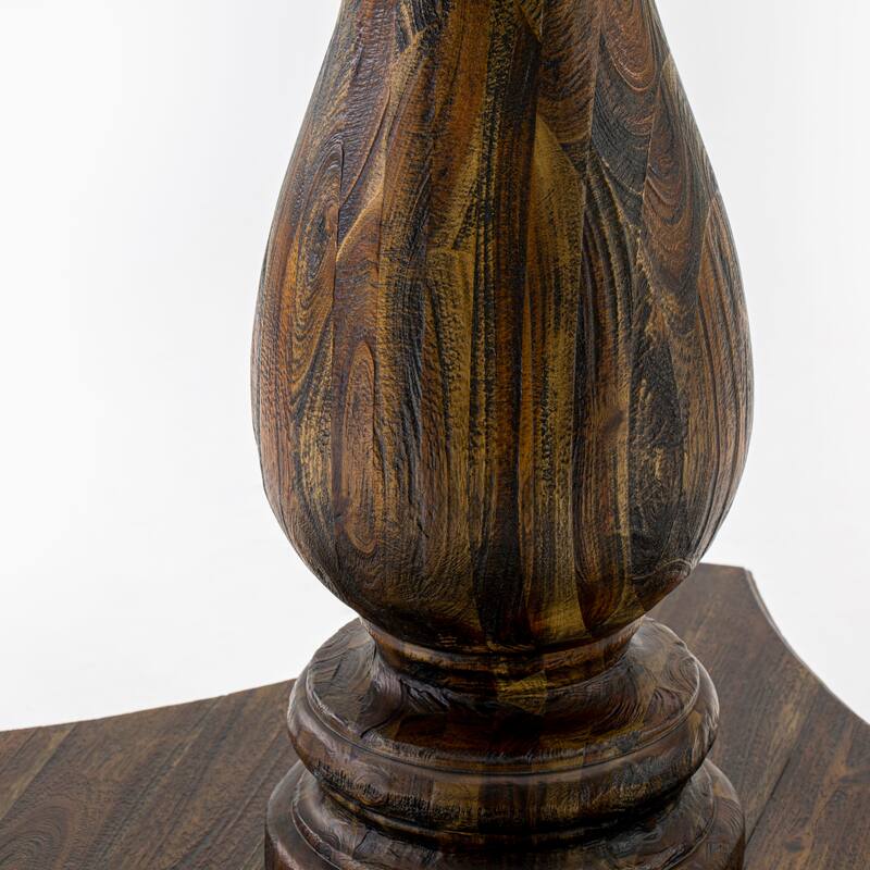 East West Furniture Dining Set- a Round Dining Table and Dark Khaki Linen Fabric Chairs, Distressed Jacobean (Pieces Option)