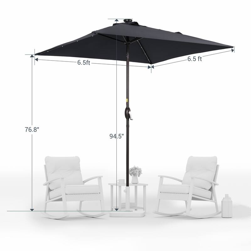 LIVOOSUN 6.5×6.5FT LED Square Patio Umbrella with UPF50+, Tilt Function, and Wind-Resistant Design——Experience Outdoor Comfort