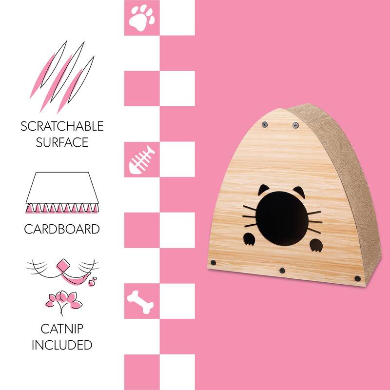 Koko 19" Cardboard Triangle Cat Cave Scratcher with Catnip