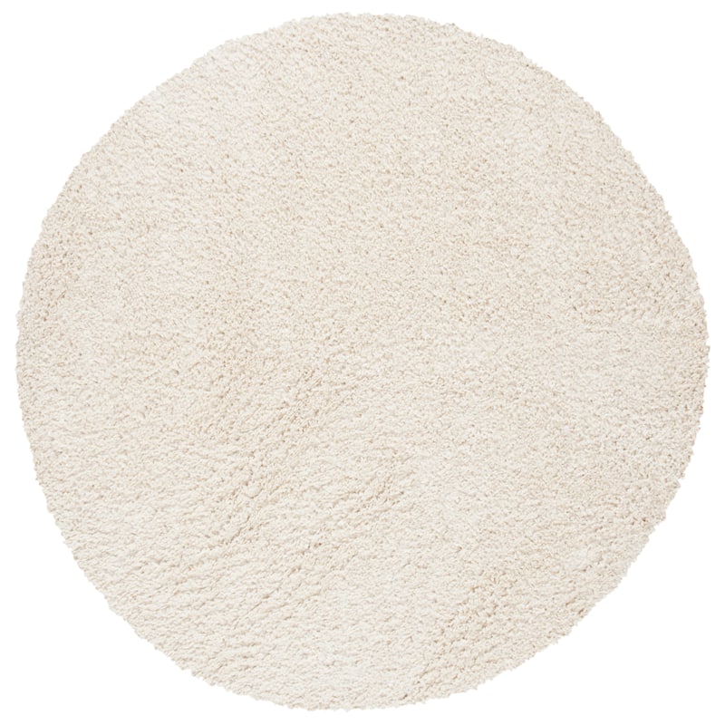 SAFAVIEH August Shag Solid 1.2-inch Thick Area Rug - 5'3" Round - Ivory - Round