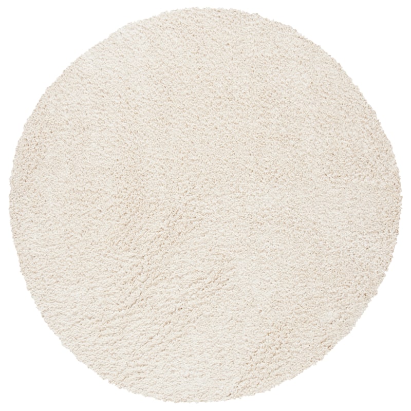 SAFAVIEH August Shag Solid 1.2-inch Thick Area Rug - 5'3" Round - Ivory