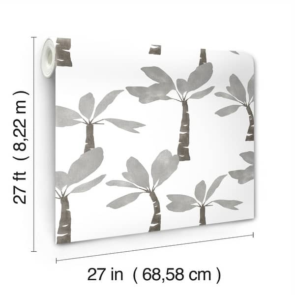 York Wallcoverings Painted Oasis Carbon and Graphite Wallpaper