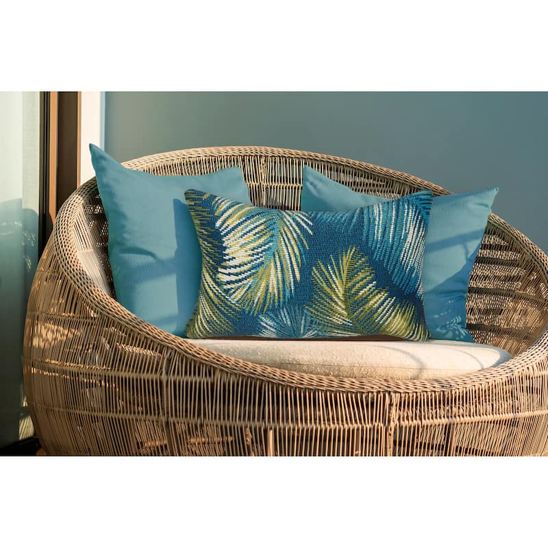 Liora Manne Marina Palm Border Indoor/Outdoor Pillow - 12" x 18" - Polyester - Navy