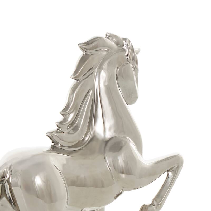 Gold or Silver Ceramic Prancing Horse Sculpture