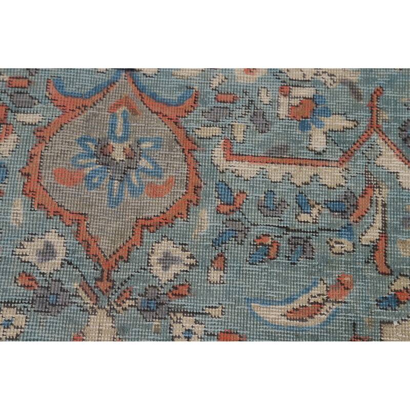 Traditional Tabriz Persian Area Rug Blue Hand-Knotted Wool Carpet - 6'5"x 9'4"