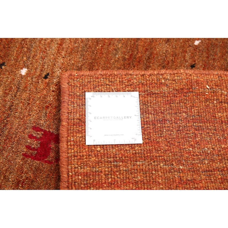 ECARPETGALLERY Hand Loomed Kashkuli Gabbeh Burnt Orange Wool Rug - 5'0 x 7'7
