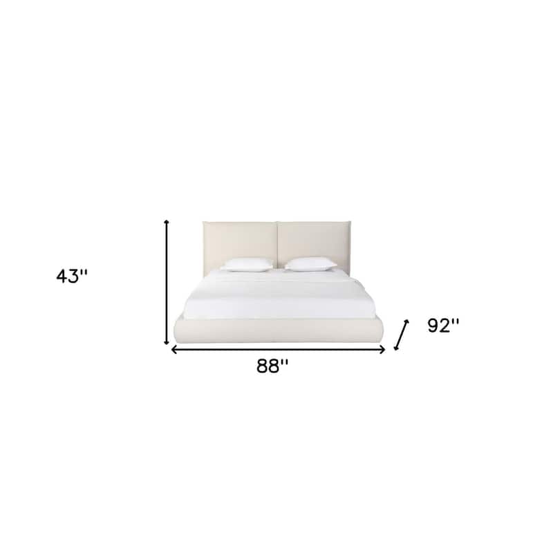 HomeRoots Beige Boucle Upholstered King Bed Frame