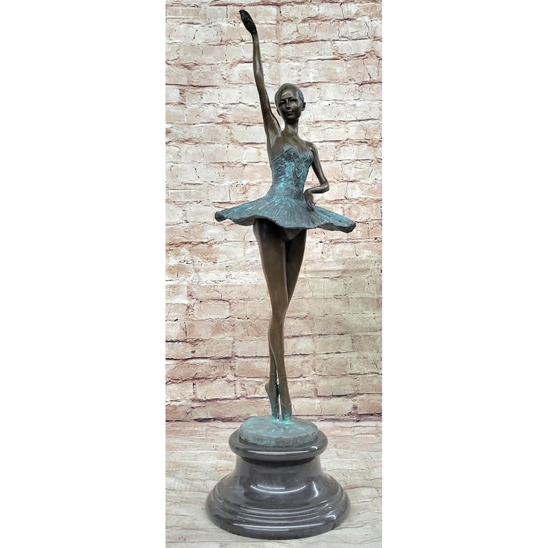 Hot Cast Bronze 4Th Position Ballerina Ballet Dancer Figure Statue Sculpture On Marble Base