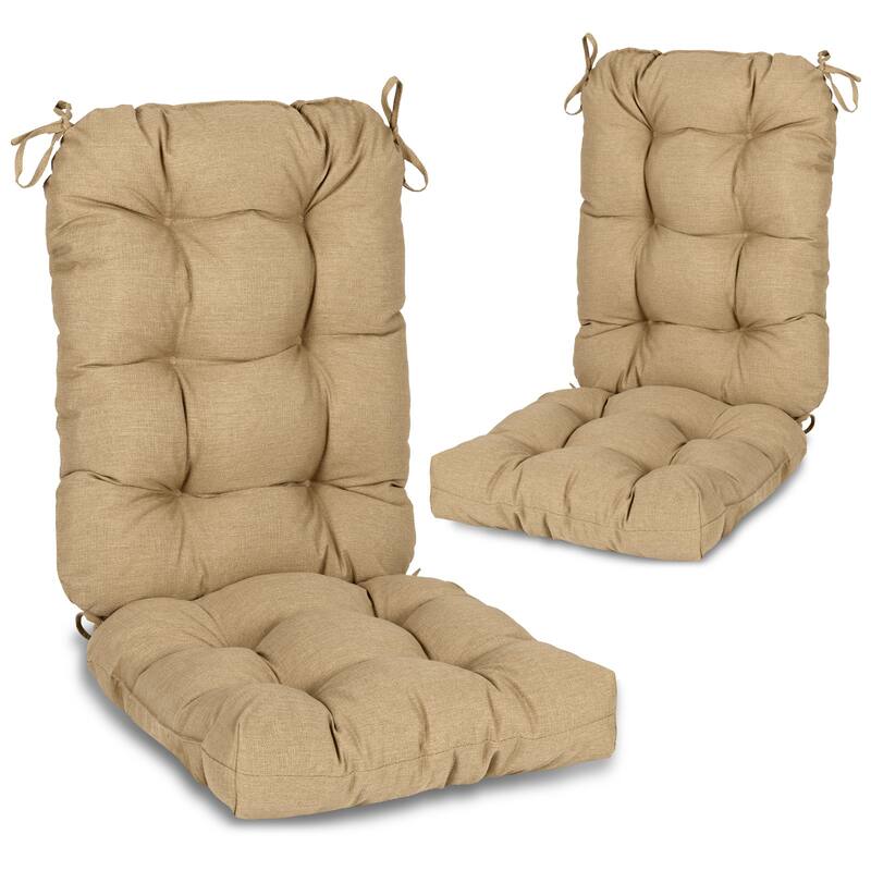 Aoodor Outdoor 42"x 20" x5" Tufted Back Cushions Patio Replacement Chair Cushion, Set of 2 - 42" x 20" x 5" - Brown