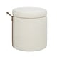 preview thumbnail 5 of 7, Brandy 14" Round Upholstered Storage Ottoman with Leather Accent
