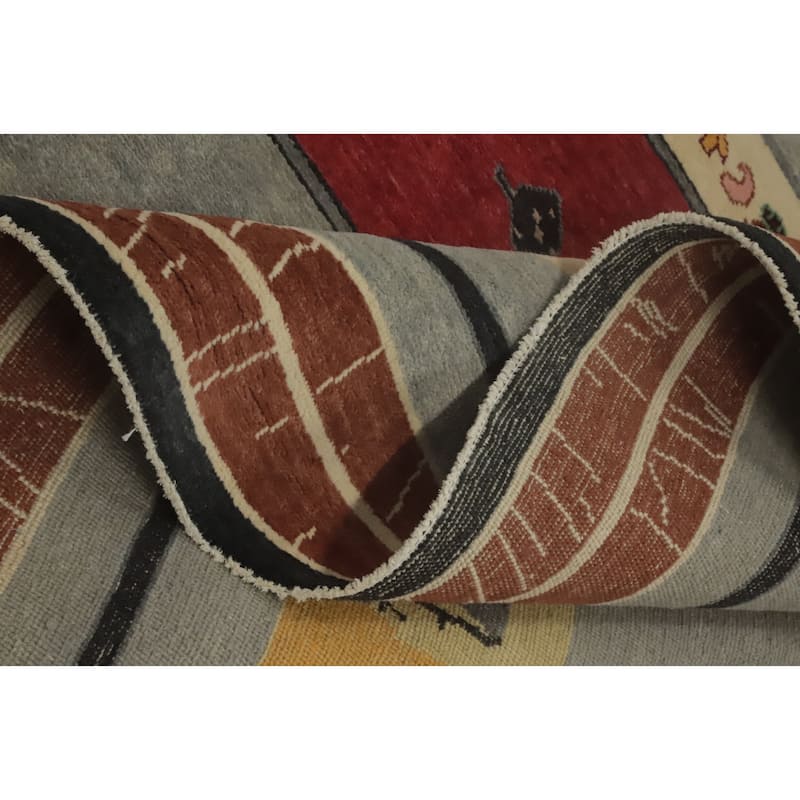 Square Wool Gabbeh Vegetable Dye Large Rug Handmade Wool Carpet - 12' 4'' X 12' 3''
