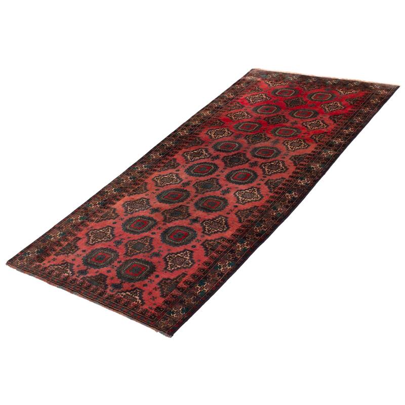 ECARPETGALLERY Hand-knotted Baluch Red Wool Rug - 4'2 x 9'0