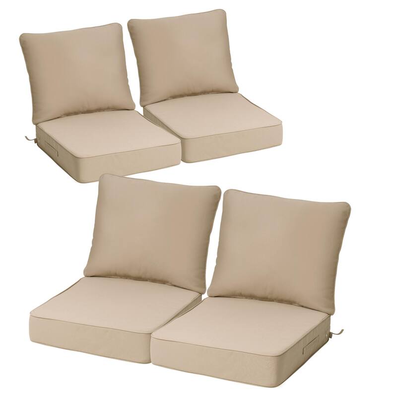 24''Wx24''Dx5.5''in T Outdoor Indoor Patio Premium Fabric Seat Cushions Set (Seat & Back) - 4PC - Beige