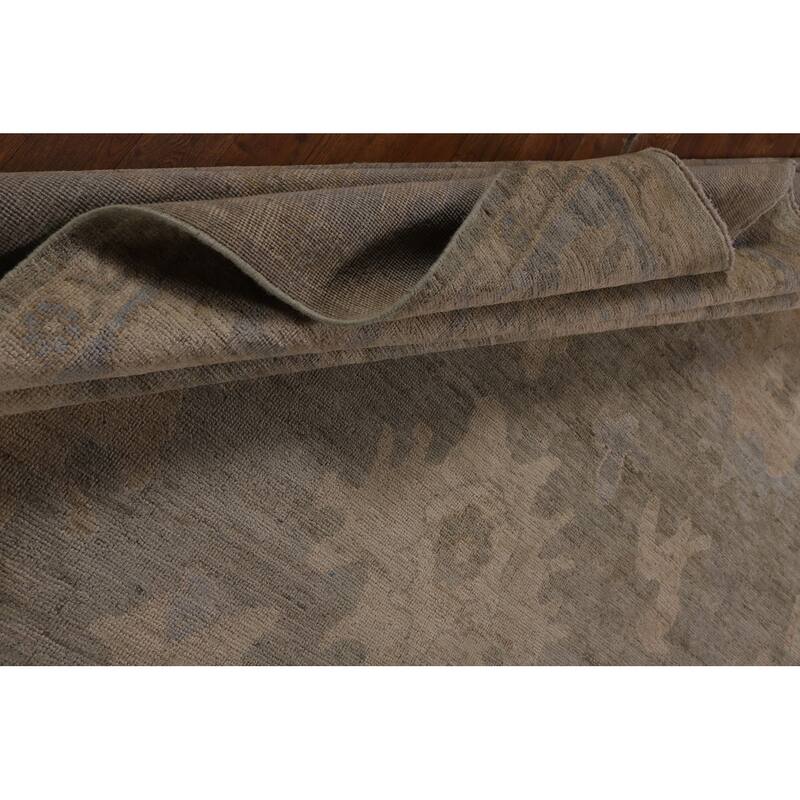 Grey Vegetable Dye Oushak Turkish Large Area Rug Handmade Wool Carpet - 9'11"x 13'10"