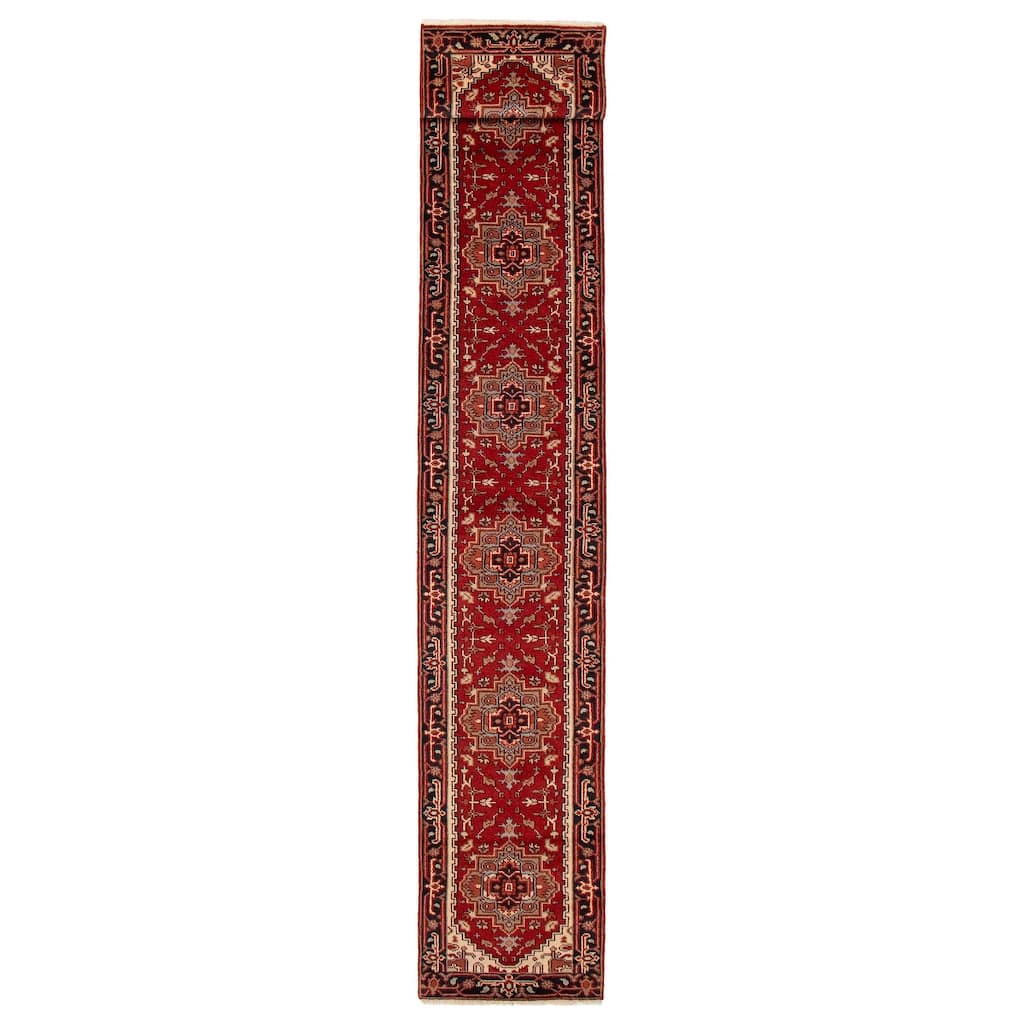 ECARPETGALLERY Hand-knotted Serapi Heritage Red Wool Rug - 2'6 x 16'2