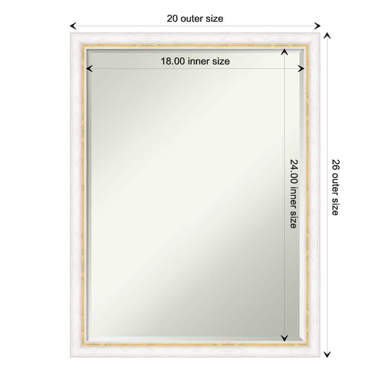 Morgan Half-Inch-Bevel Wood Framed Wall Mirror - Glass Size 18x24 - Morgan White Gold