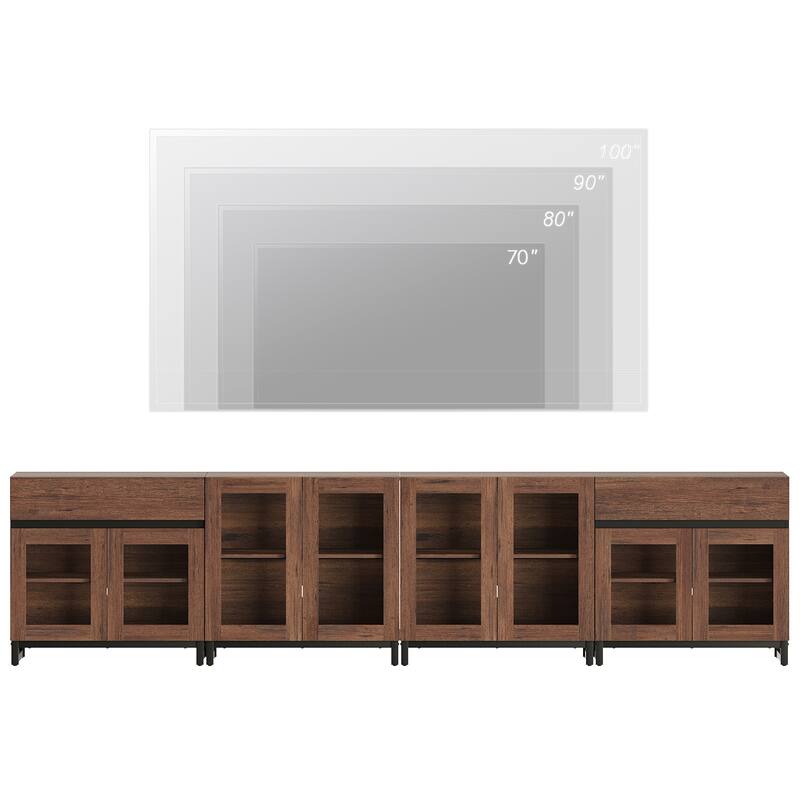 Modern TV Stand for 120" TVs, 4-in-1 Entertainment Center & Adjustable Shelf