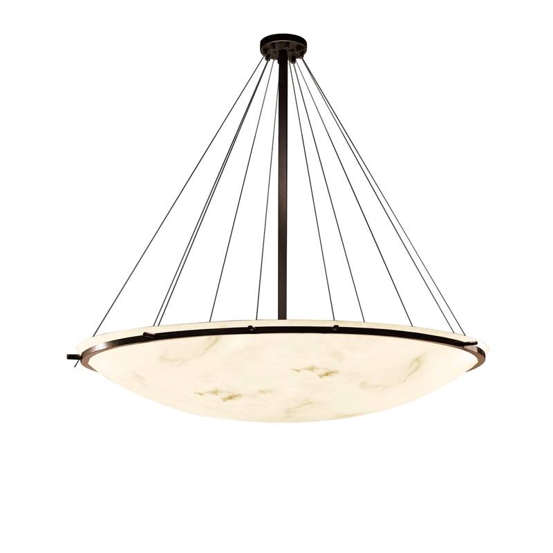 Justice Design LumenAria Ring 16-light Dark Bronze Round Bowl Pendant, Faux Alabaster Shade
