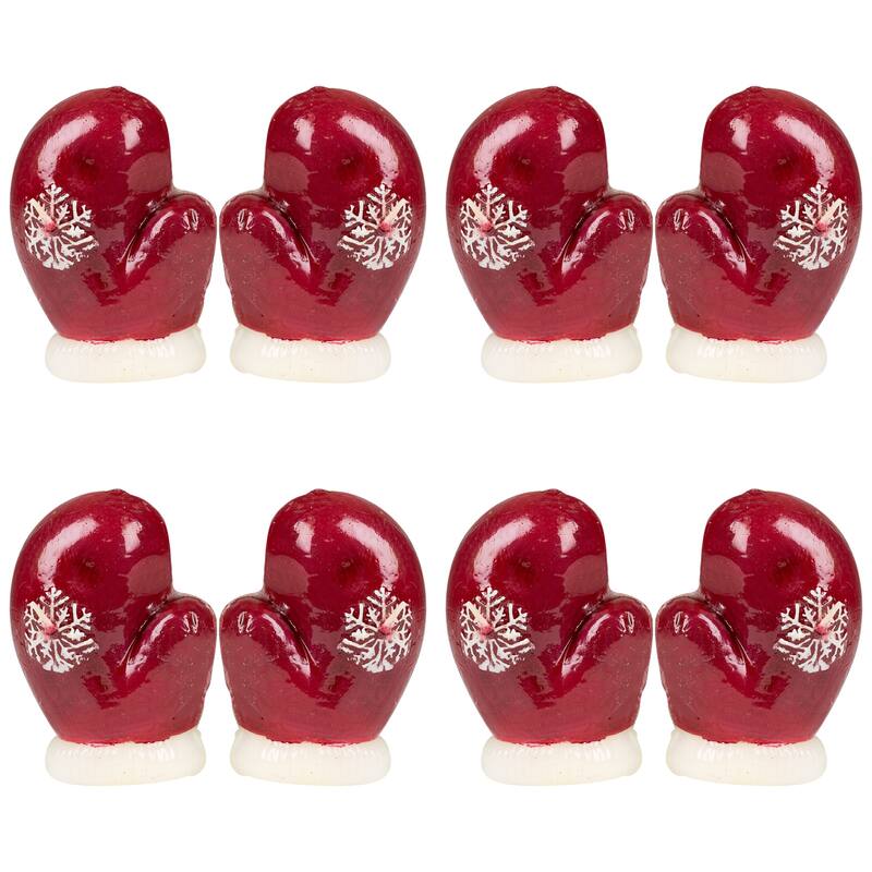Christmas Mittens with Snowflakes Floating Candles - 3.25" - Red and White - Set of 8