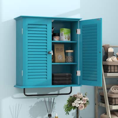 Bathroom Cabinet Wall Mounted Designer Bathroom Wall Cabinet Medicine Cabinet Shutter Doors 3 Tier Adjustable Shelf