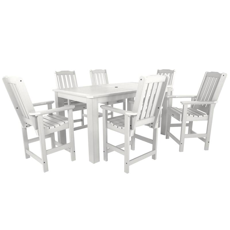 Lehigh 7-Piece Outdoor Dining Set - 42" x 72" Table, Counter-height - White