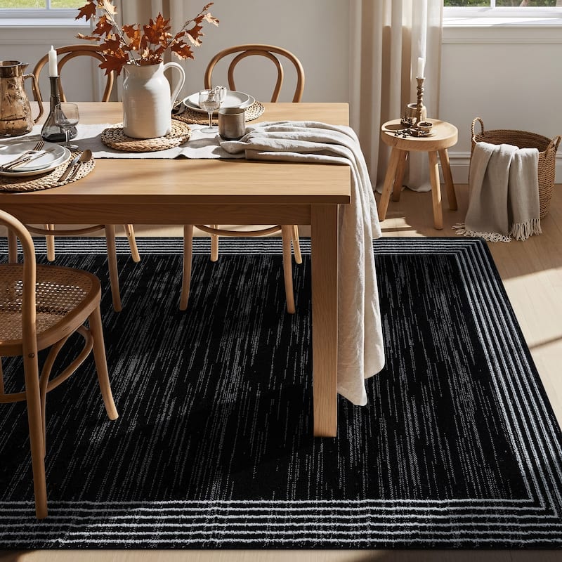 World Rug Gallery Modern Geometric Border Area Rug