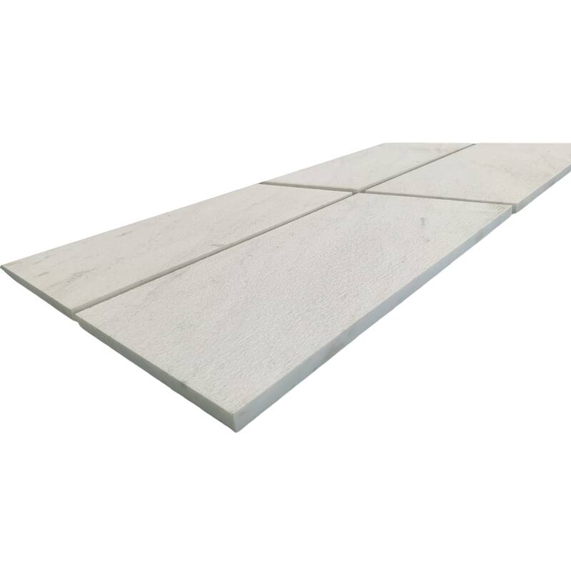 12x24 Inch White 3D Fluted Marble Wall Tile - Textured Natural Stone, 4-Piece Box