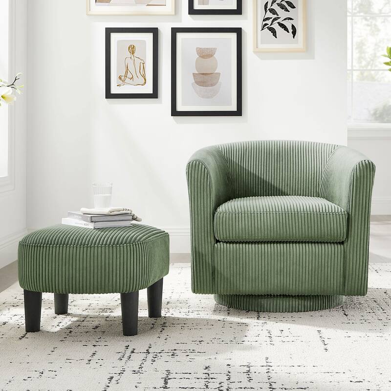 26.38" Swivel Arm Chair with Ottoman