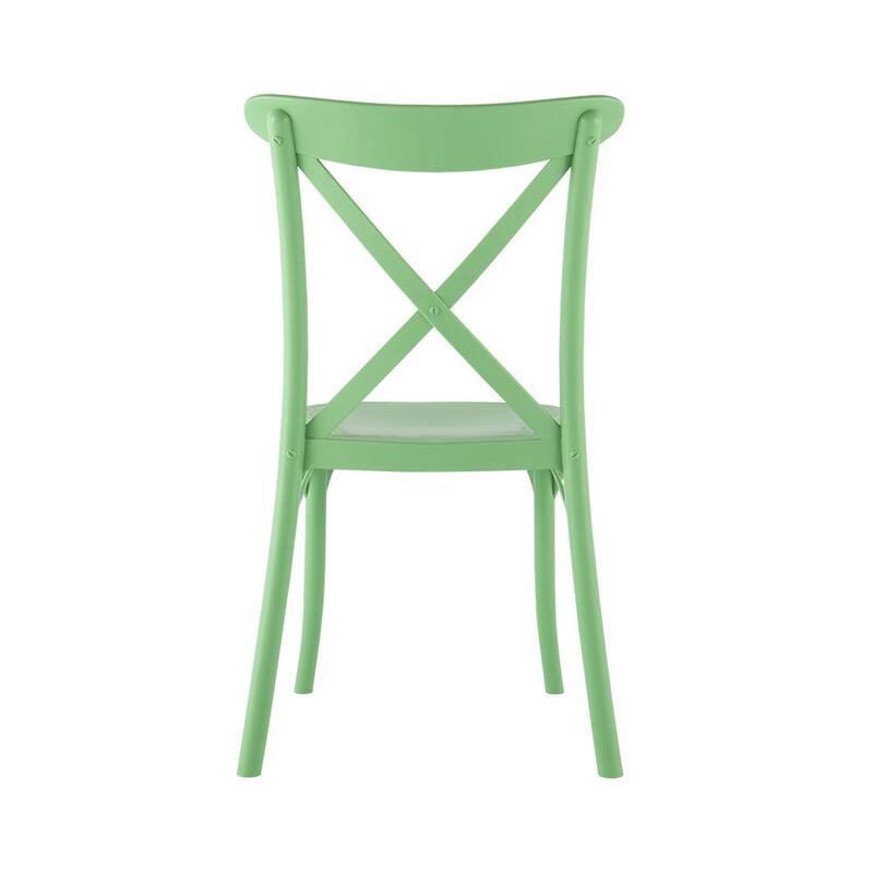 HomeRoots Set of Two Green Heavy Duty Plastic Outdoor Stacking Dining Chairs