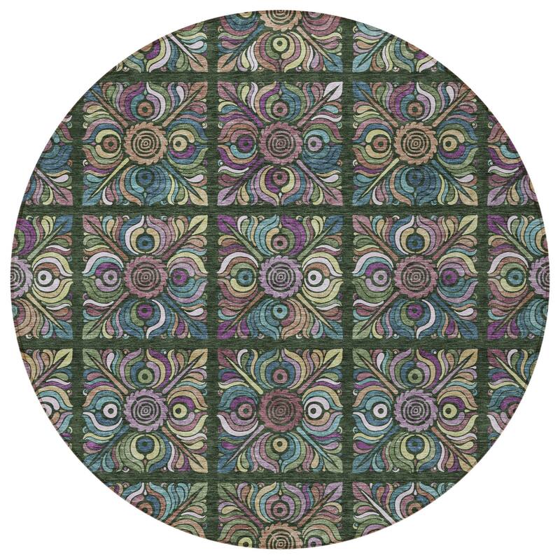 HomeRoots Medallion Transitional Rectangle Outdoor Rug