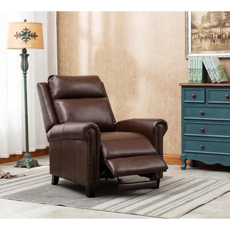 Genuine Leather Adjustable Single Sofa with Comfortable Arms and Back for Living Room