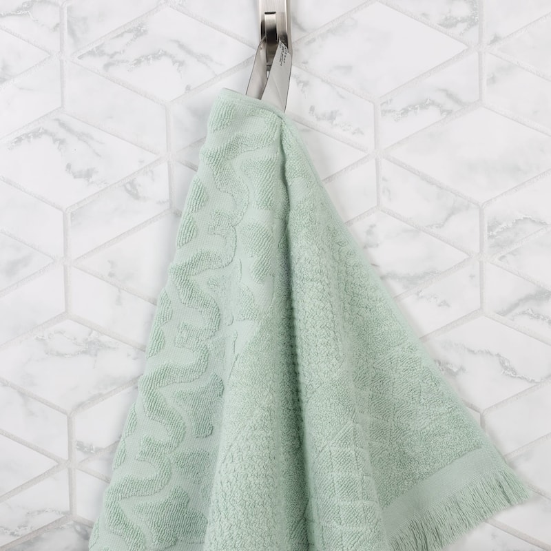 Superior Rolla Cotton Geometric Jacquard Face Towel Washcloth Set of 12
