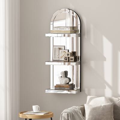Mirrored Shelves 3- Tier Wall Panel - 41"×16"