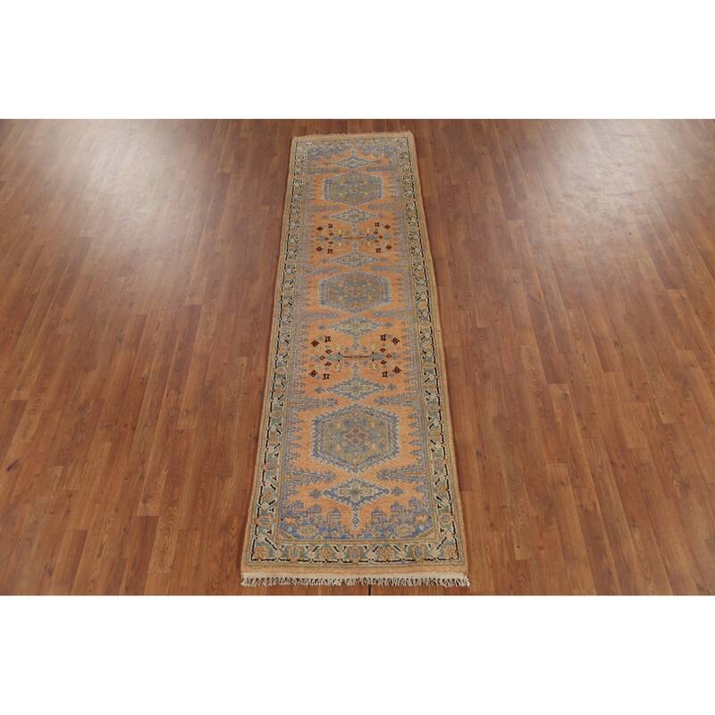 Geometric Viss Oriental Runner Rug Hand-Knotted Wool Carpet - 2'5"x 8'2"
