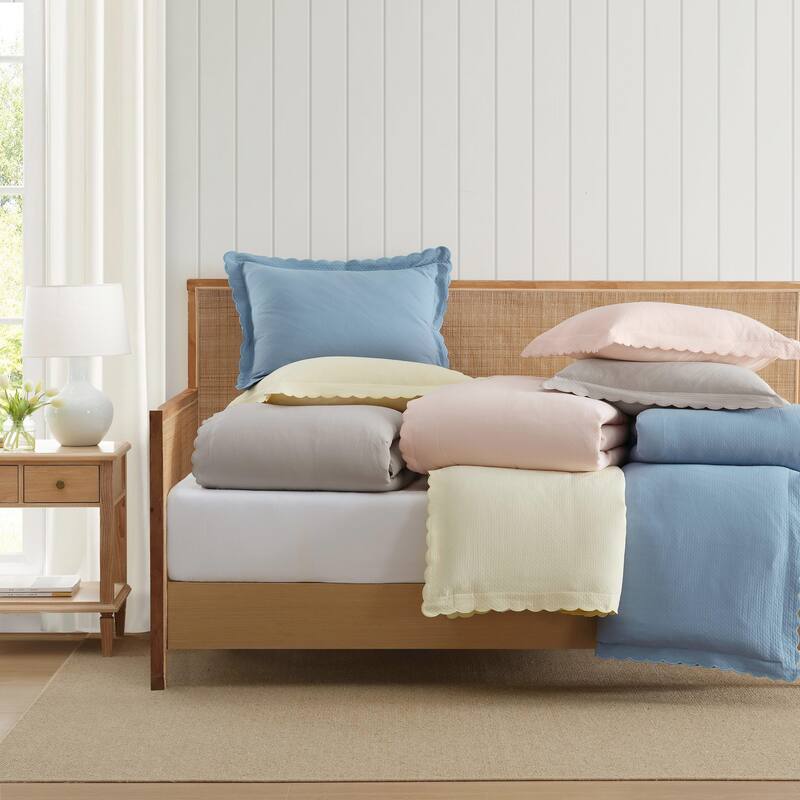 Martha Stewart Signature Scallop Solid Duvet Cover Set