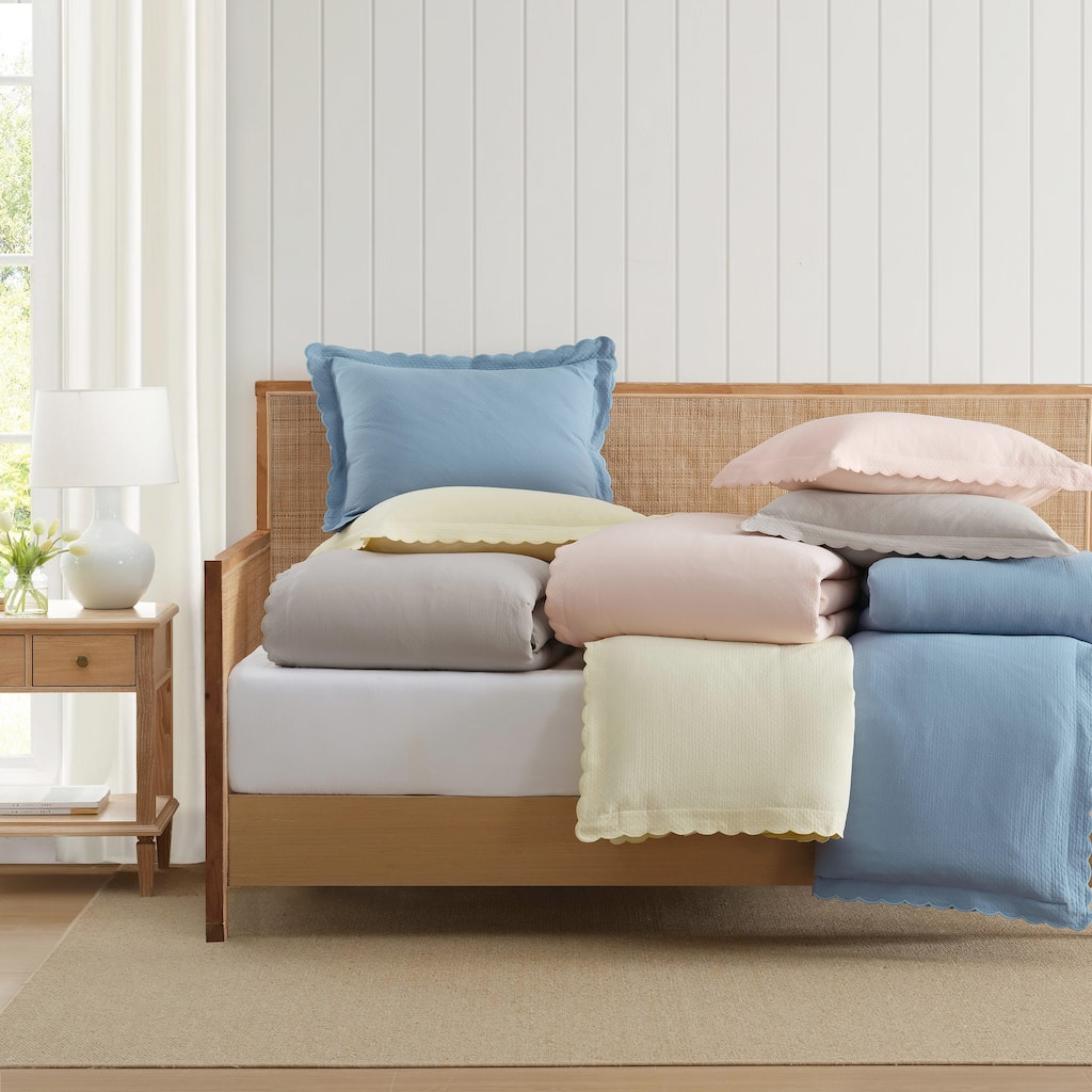 Martha Stewart Signature Scallop Solid Duvet Cover Set