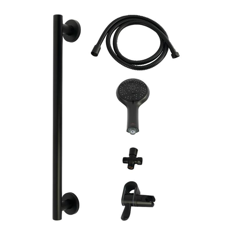 Kingston Brass Made to Match Shower System with Slide/Grab Bar and Hand Shower - Matte Black