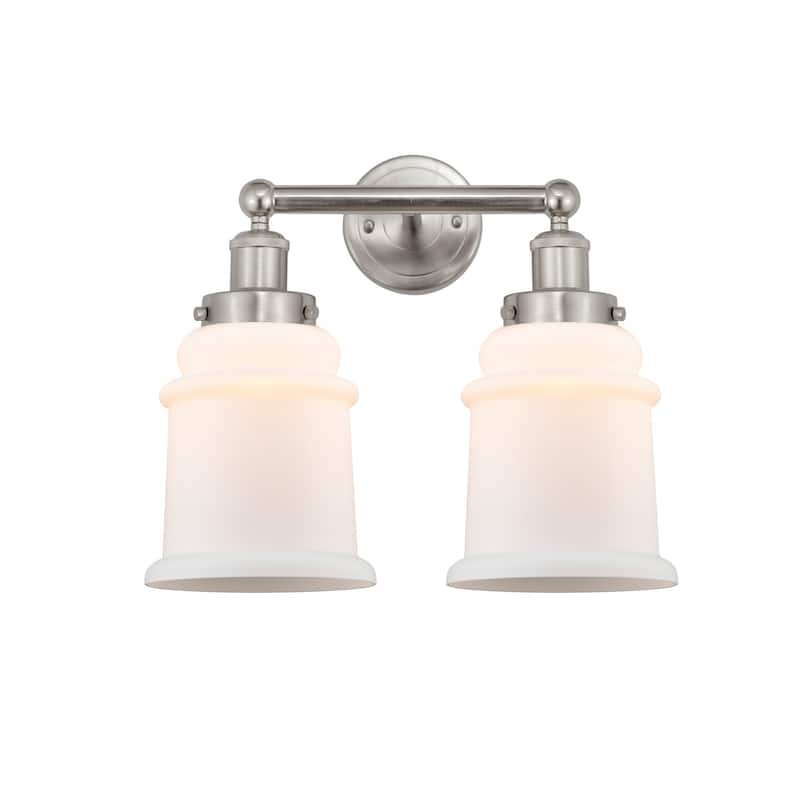Innovations Lighting 616-2W-13-15 Canton Vanity Canton 2 Light 15" - Brushed Satin Nickel / Matte White