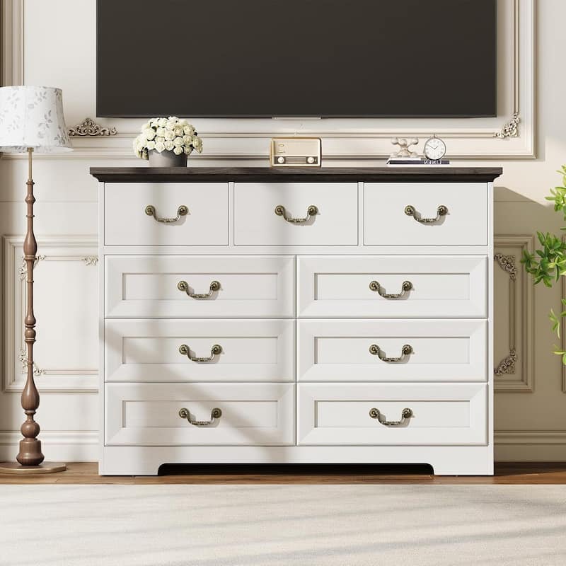 Vintage 9 Drawer Dresser for Bedroom Living Room