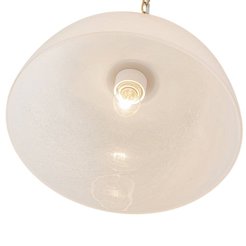 Mid-Century Modern 1-Light Round Opal Glass Pendant Light 14.8in
