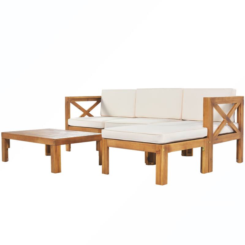 5PCS Wooden Sectional Sofa with Cushions