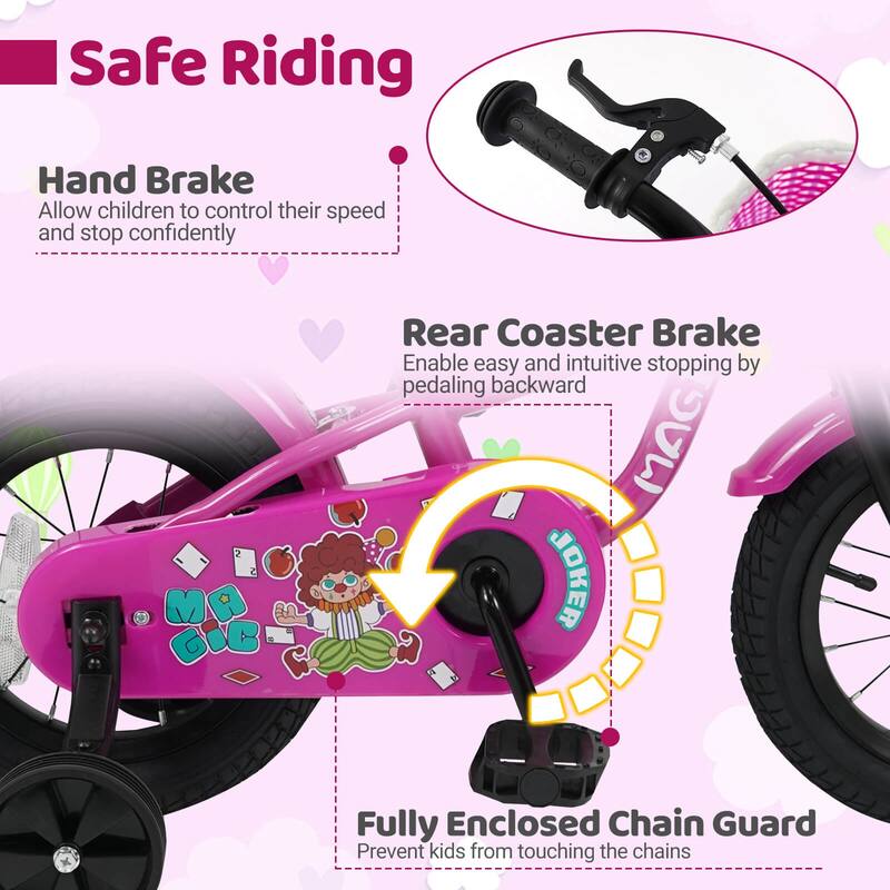 Costway 12”/14”/16”/18” Kids Bike with Training Wheels, Basket, Hand & - See Details