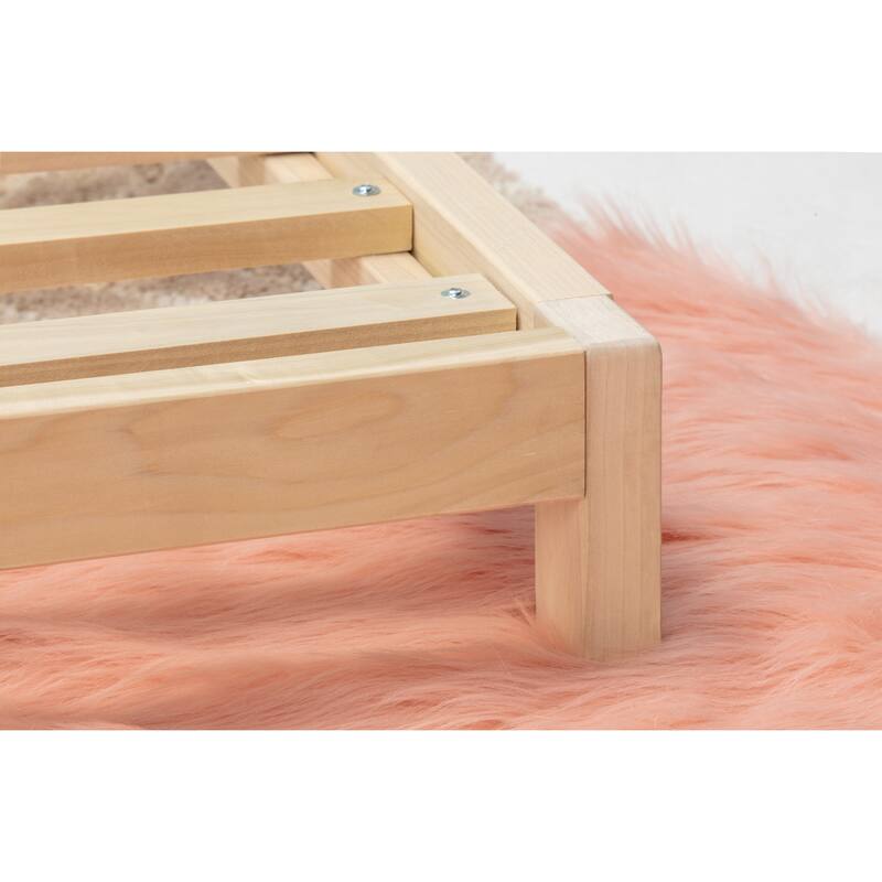 Twin Size Platform Bed - Rustic Wood Bed Frame - Modern Minimalist Design - Solid Wood Bed